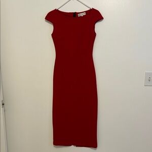 Zara Red Cap-Sleeve Midi Dress